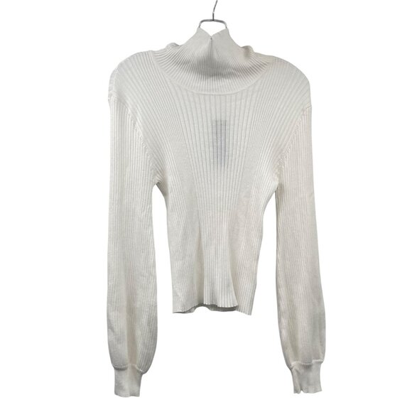 Lulus Sweaters - Lulus Womens Ribbed Turtleneck Sweater Semi Sheer Ivory Size Large New